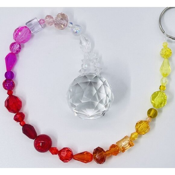 Beaded Suncatcher Warm Rainbow Crystal Prism Hanging Patio Decor Yard Art - Picture 2 of 10